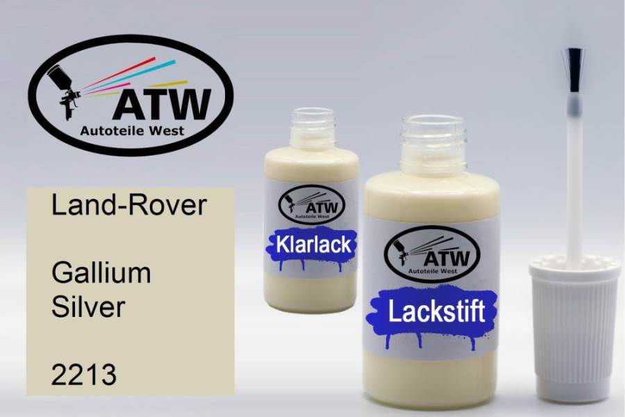 Land-Rover, Gallium Silver, 2213: 20ml Lackstift + 20ml Klarlack - Set, von ATW Autoteile West.